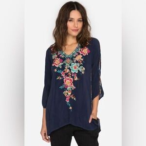 Adore Small Navy Colorful Embroidered Tunic Top — Johnny Was Inspired 💙